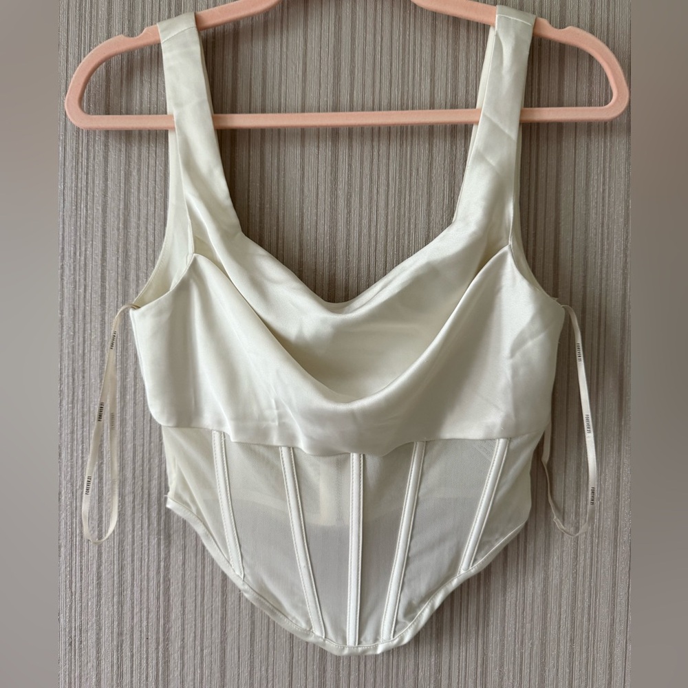 Forever 21 White Satin Bustier Top